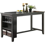 Modern Dark Brown Finish 5pc Counter Height High Dining Table w Storage Shelves 4x High Chairs Wooden