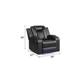 Power Recliner Sofa Set 3PC Faux Leather Black