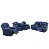 Leather Reclining Sofa Set for Living Room Set, Recliner Sofa with Drop Down Table/Double Recliner