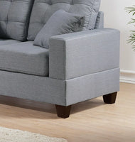 Living Room Furniture Sofa Grey Polyfiber Tufted Sofa Loveseat w Pillows Cushion Couch