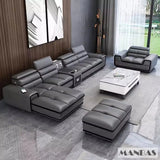 Modern Genuine Leather Sectional Sofa Sets Couch Sofas with USB Charging Living Room Furniture