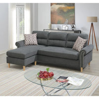 Color Polyfiber Reversible Sectional Sofa Set Chaise Pillows Plush Cushion Couch