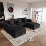 Cloud Couch 120''  Modern Sectional Sofa for Living Room Down Filled Couch with Ottoman U Shaped 5 Seater