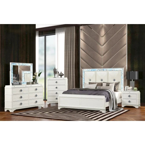 Modern Style 5 Pc King Upholstered Bedroom Set Made with Wood