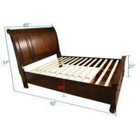 Queen 4 Piece Bedroom Set Made With Wood in Dark Walnut，For Bedoom