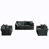 3 Piece Sofa Set with Arm Pillows and Toss Pillows , Sofa Set Include 2- Piece of Arm Chair and One 2-seat Sofa