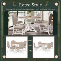 Style Dining Table Set with Extendable Table and 4 Upholstered Chairs for Dining Room