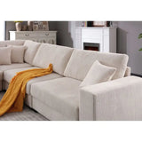 Sectional Sofa Set,Corduroy Upholstered Deep Seat Comfy Sofa Beige