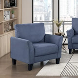 sofa set, blue soft cushion sofa, couple's chair, plush seat, solid wood living room furniture