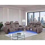 Power Reclining Sofa and Loveseat Set with Power Headrest, LED Lighting
