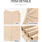 Women Bodycon Maxi Dress Long Sleeve Back Slit Ruched Elegant Party Cocktail Formal