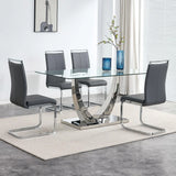 Glass Dining Table Set for 4,Modern Dining Room Table Set for 4, Kitchen Table