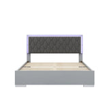 4-Pieces Bedroom Sets Queen Size Upholstered Bed with LED Lights, Mirrored Nightstands and Dresser