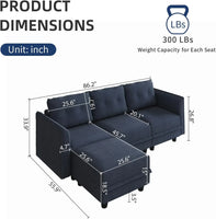 Modular Sectional Sofa w/ Reversible Chaise, L Shaped Sofa with Ottoman, 4 Seater Sectional Corner Couch