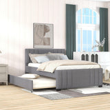 Queen/Full  Upholstered Platform Bed with Trundle