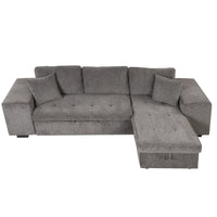 Sectional Couch, Pull Out Sleeper Sofa with Storage Chaise and 2 Stools for Living Room Furniture Set