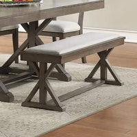 Room Furniture Dining Table w Leaf Ash Gray Large Family 8pc Dining Set 6x Side Chairs And Bench