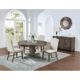 5pc Dining Set Round Table 4x Side Chairs ,Table nailhead Trim Upholstered Cushion Dining Room Furniture