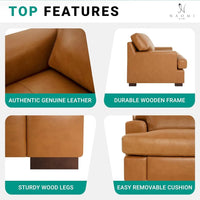 Siggy Genuine Leather Sofa for Living Room, Bedroom - Loveseat, Sofa - Luxurious Comfort