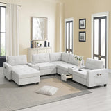 L-shaped/ U-shaped Tufted Sofa with Storage Consoles, Couch Set for Living Room