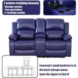 Leather Reclining Sofa Set for Living Room Set, Recliner Sofa with Drop Down Table/Double Recliner