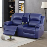 Leather Reclining Sofa Set for Living Room Set, Recliner Sofa with Drop Down Table/Double Recliner