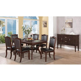 7pc Formal Dining Set with Solid Wood Table, Shelve & 6 Chairs