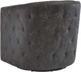 Ashley Brentlow Tufted Barrel Accent Swivel Chair, Distressed Black