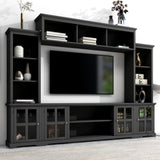 Style Entertainment Wall Unit with Bridge Modern TV Cabinet Console Table for TV Stand