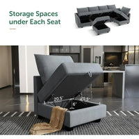 Couch Living Room Sofa with Storage Seat Reversible, Oversized Sleeper Sectional Sofas Set, Modular Sectional Sleeper