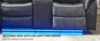 Power Recliner Sectional Sofa Couches With LED Light For Living Room, Reclining Couch Sets