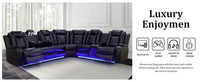 Power Recliner Sofa Sectional Couches with LED Light for Living Room,Leather Reclining