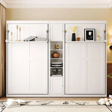 White Bed with Cabinets & Shelves