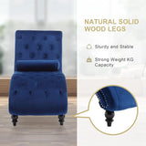 Button-Tufted Upholstered Chaise Lounge Chair with Pillow for Bedroom Living Room