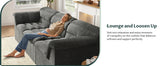 Sectional Couch with Ottoman Modern Upholstered Compressed Sofa Deep Seat, Comfy U-Shape Corduroy Couches