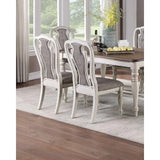 7-Piece Dining Set - Table with Oak Top and 6 Side Chairs with Cushion Seats, Antique White Finish for Kitchen or