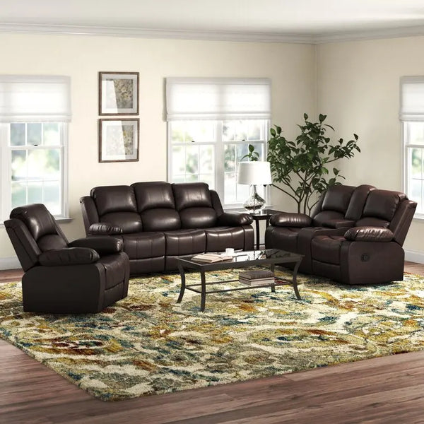 3 Piece Faux Leather Reclining Living Room Set