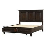 Queen 5 Piece Storage Bed in Dark Walnut made with  Wood