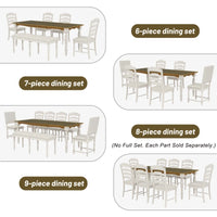 Dining Table Set , 4 Serrated Back Chairs and 2 Upholstered Back Dining Chairs for 6