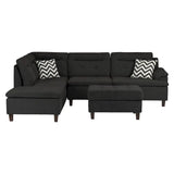 Black sofa, linen sofa lounge chair, footstool with storage function