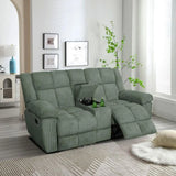Reclining Sofa Set with Storage Console for Living Room (Green)