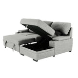 sofa bed with storage and cup holder in a luxurious living room, gray
