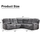 EBELLO Fabric L-Shaped Reclining Large Corner Sofa Sectional Sofa Couch for Living Room, with Padded Headrest