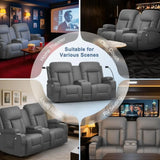 Loveseat Recliner Sofa, Home Theater Seating with Center Console, Reclining Loveseat RV Couch with USB