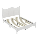 Style Bedroom Sets, Queen Size Platform Bed Storage Nightstand and Dresser with Metal Handle, White