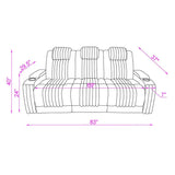 Power Reclining Sofa Loveseat Recliner Set with Power Headrest LED Lights