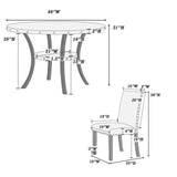 1 Classic Dining Table & 4x Side Chairs,Round Table, Chair