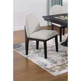 Traditional Dining Table & 6 Side Chairs Set, White Finish, Fabric Upholstered Chairs with Trestle Base