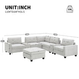 L-shaped/ U-shaped Tufted Sofa with Storage Consoles, Couch Set for Living Room