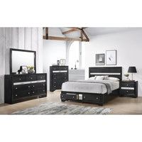 King 6 PC Storage Bedroom Set in Black made with Wood Bedroom Furniture Set